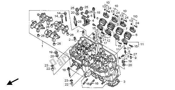 All parts for the Cylinder Head of the Honda CB 1000F 1995