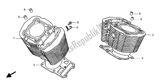 All parts for the Cylinder of the Honda VTX 1800C 2002