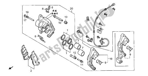 All parts for the Front Brake Caliper (r.) of the Honda CBF 600S 2006
