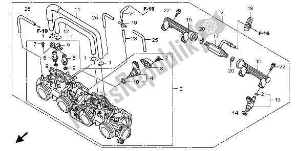 All parts for the Throttle Body of the Honda CBF 1000S 2009