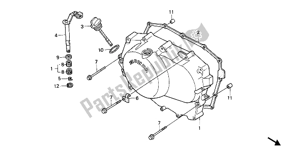 All parts for the Right Crankcase Cover of the Honda VT 600C 1988