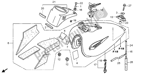 All parts for the Fuel Tank of the Honda VT 750C 2009