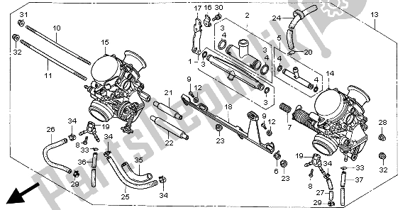 All parts for the Carburetor (assy) of the Honda CB 500S 1998