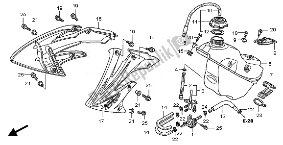 All parts for the Fuel Tank of the Honda CRF 250X 2008