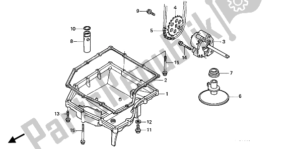 All parts for the Oil Pan & Oil Pump of the Honda CBR 600F 1994