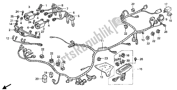 Alle onderdelen voor de Kabelboom van de Honda CBR 1000F 1989