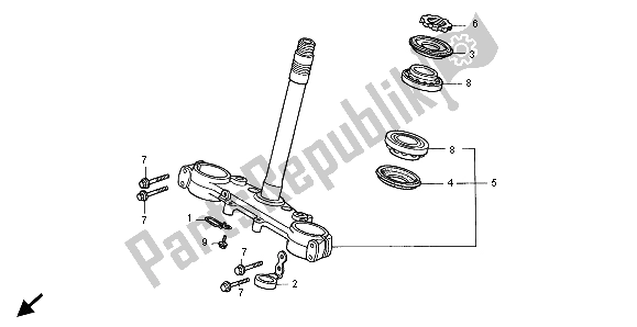 Todas as partes de Haste De Direção do Honda XLR 125R 1999