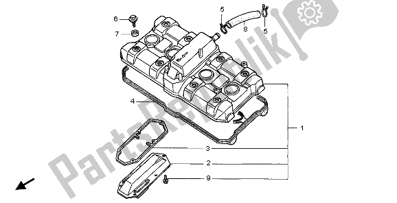 All parts for the Cylinder Head Cover of the Honda CBR 1000F 1999