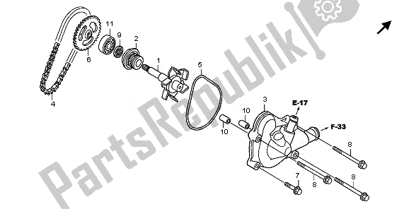 All parts for the Water Pump of the Honda XL 1000V 2008