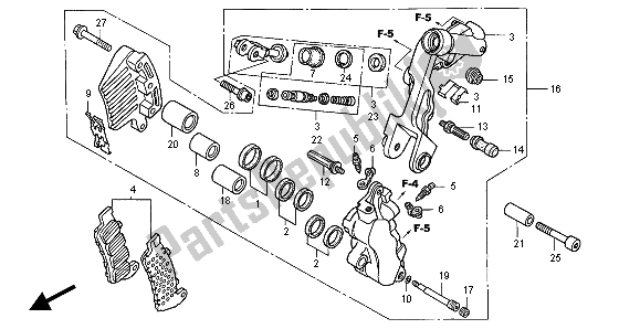 All parts for the L. Front Brake Caliper of the Honda VFR 800 FI 1998