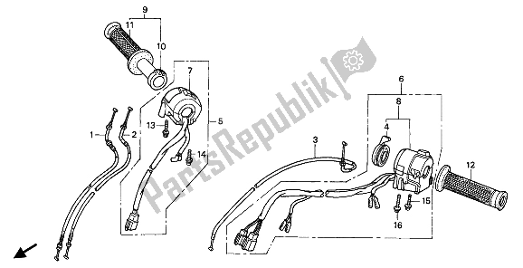 Tutte le parti per il Interruttore E Cavo del Honda VFR 750F 1993