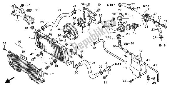 Alle onderdelen voor de Radiator van de Honda CB 1300 2008