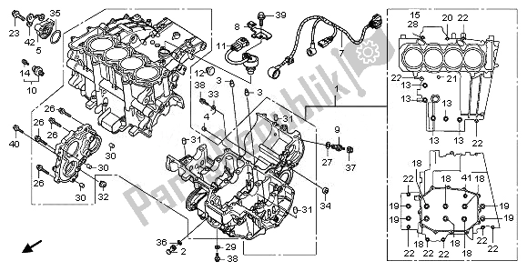 All parts for the Crankcase of the Honda CBF 1000 FA 2011