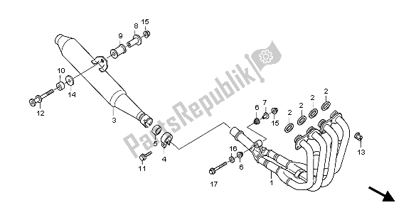 All parts for the Exhaust Muffler of the Honda CBF 600N 2007