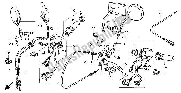 All parts for the Switch & Cable of the Honda VT 600C 1999