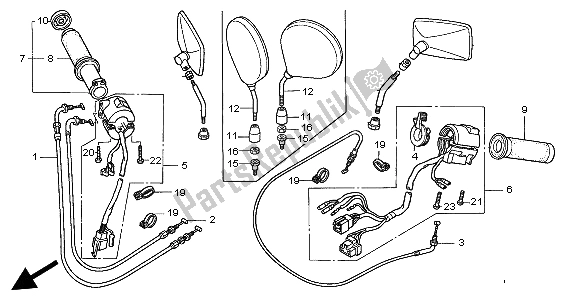 Alle onderdelen voor de Schakelaar & Kabel van de Honda GL 1500C 1998