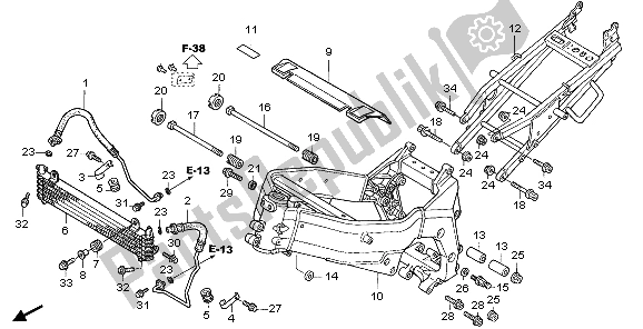 Todas las partes para Cuerpo Del Marco Y Enfriador De Aceite de Honda CBR 1100 XX 2007