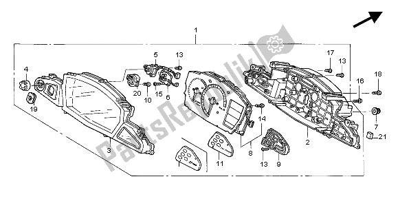 All parts for the Meter (kmh) of the Honda ST 1300 2004
