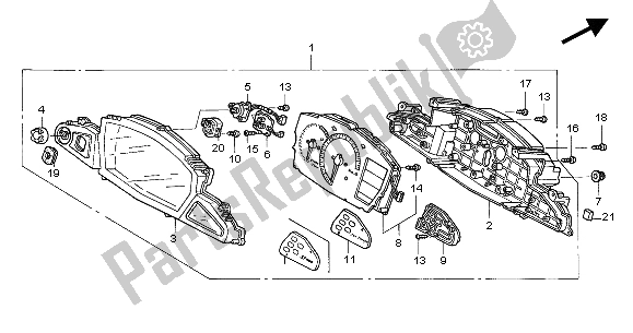 All parts for the Meter (kmh) of the Honda ST 1300 2004