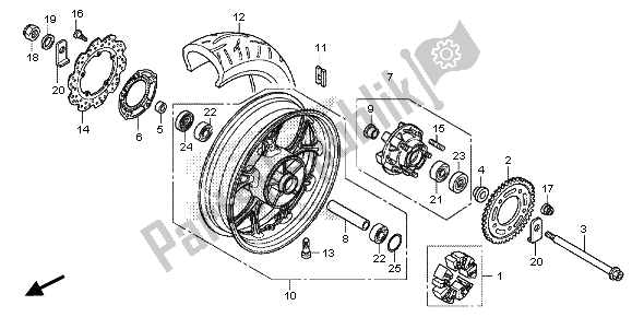 All parts for the Rear Wheel of the Honda NC 700D 2013