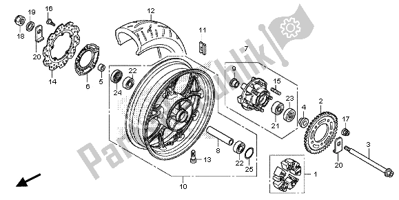 All parts for the Rear Wheel of the Honda NC 700D 2013