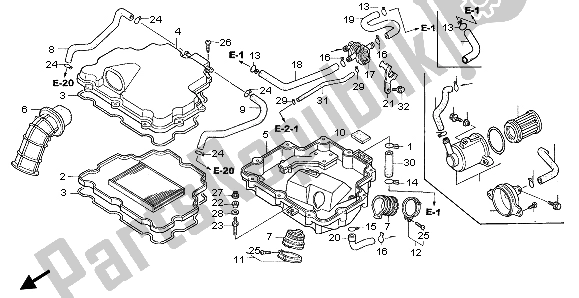 All parts for the Air Cleaner of the Honda NT 650V 1999