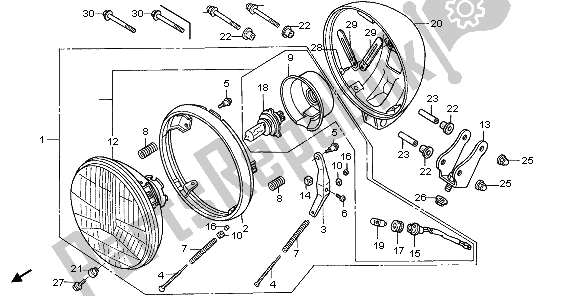 All parts for the Headlight (uk) of the Honda VT 125C 2007