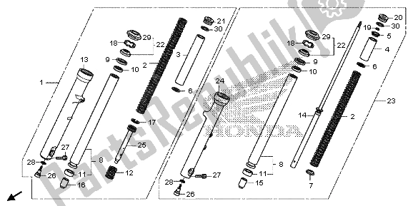 Todas las partes para Tenedor Frontal de Honda VT 1300 CXA 2013