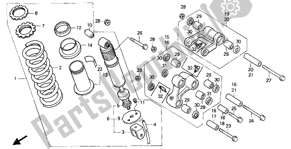 All parts for the Rear Cushion of the Honda NX 650 1991
