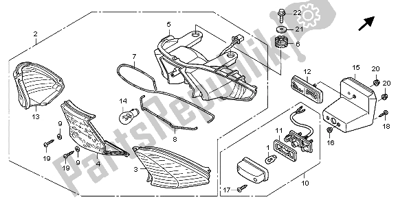 All parts for the Taillight of the Honda ANF 125 2007