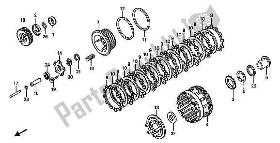 All parts for the Clutch of the Honda ST 1100 1992