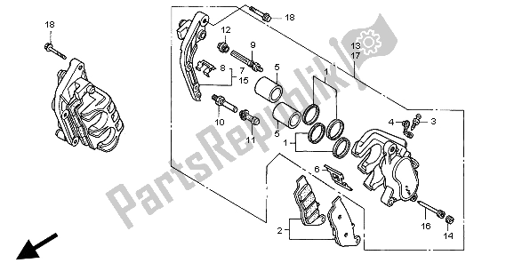 Wszystkie części do Zacisk Hamulca Przedniego Honda CB 600F Hornet 1998