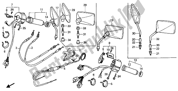 All parts for the Switch & Cable of the Honda VT 1100C 1988