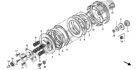 Todas as partes de Embreagem do Honda CR 80R 1986