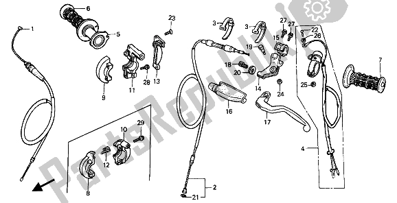 Todas las partes para Manejar Palanca E Interruptor Y Cable de Honda CR 250R 1989