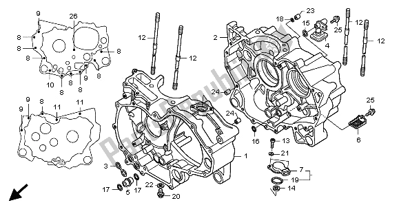 All parts for the Crankcase of the Honda TRX 500 FA Fourtrax Foreman 2001