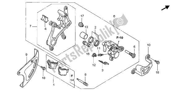 Todas las partes para Pinza De Freno Trasero de Honda CR 125R 2004