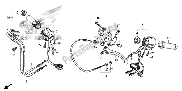 Todas las partes para Interruptor De Manija Y Cable de Honda VT 1300 CXA 2013