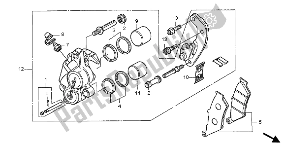 All parts for the Front Brake Caliper of the Honda CB 500 2002