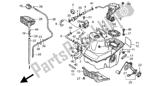All parts for the Fuel Tank of the Honda ST 1100 1997