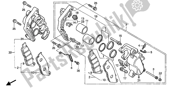 All parts for the Front Brake Caliper of the Honda CB 750F2 1994