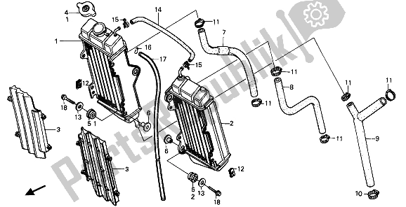 Todas las partes para Radiador de Honda CR 250R 1986