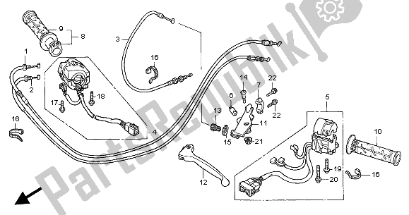 All parts for the Handle Lever & Switch & Cable of the Honda CBR 600 FR 2002
