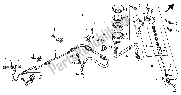 All parts for the Rr. Brake Master Cylinder of the Honda ST 1100 2000