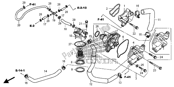 All parts for the Water Pump of the Honda VFR 1200 XD 2013