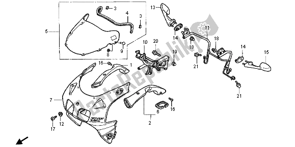 Tutte le parti per il Cappuccio Superiore del Honda RVF 400R 1995