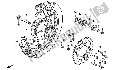 Todas las partes para Rueda Trasera de Honda XR 250R 1988