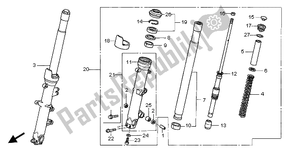 Todas as partes de Garfo Dianteiro do Honda ST 1300 2002