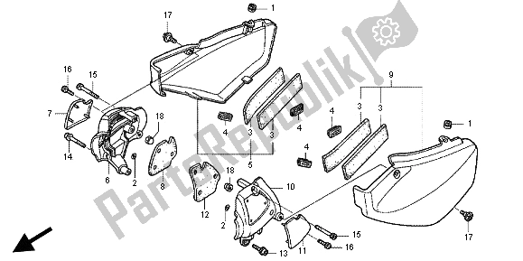 All parts for the Side Cover of the Honda CB 1300X4 1997