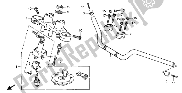 Todas las partes para Manejar Tubo Y Puente Superior de Honda NTV 650 1996